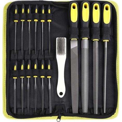 18 in 1 Limes et Râpes Jeu de Lime Metal Precision Métal Limes Métalliques en Carbone Acier Brosse Aiguille Ensemble de fichiers (1/4)