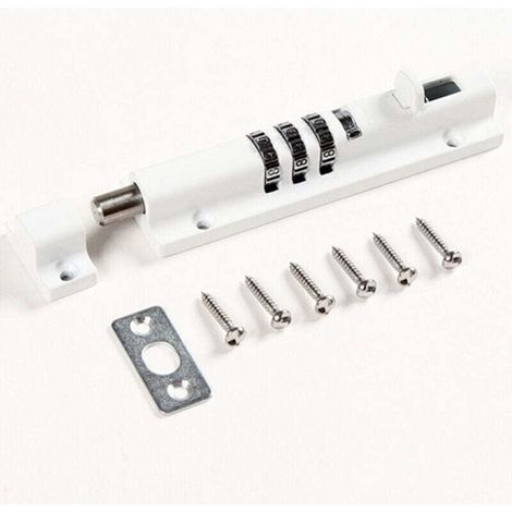 Verrou pour portail, verrouillage par combinaison mécanique – Plus besoin de clefs – Parfait pour portails, hangars, tout espace de stockage et toute porte(Blanc) (1/4)