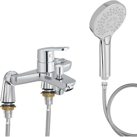 Mitigeur baignoire JACOB DELAFON Aimé + pommeau de douche Metro + flexible de douche métal + colonnettes Idro'Flex (1/5)
