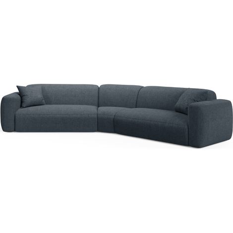 Canapé d'angle symétrique 3 places tissu structurel bleu foncé (1/4)