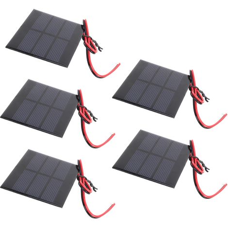 Lot de 5 Mini Panneaux Solaires 60x80x3mm, Cellule Photovoltaïque 0,65W 1,5V avec Câble 30cm, Module de Charge DC (1/5)