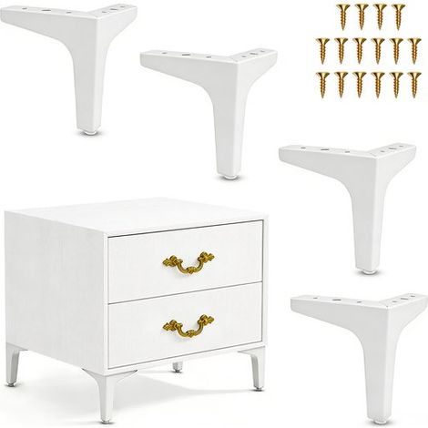 Set di 4 gambe di supporto TV di lusso, gambe per armadi a tre gambe, gambe per mobili, gambe per tavolini da caffè, gambe per tavoli, gambe per divani in metallo, viti incluse, robuste e (1/5)