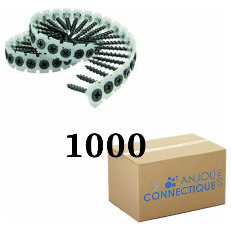 Flex – Boîte de 1000 vis en bande 3.5x35mm pour visseuse plaque de plâtre – Tenue solide pour fixation bois et métal – Vissage rapide en série
