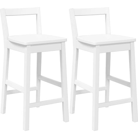Maison Exclusive - Barhocker 2 Stk. Weiß Massivholz Gummibaum