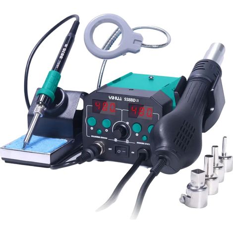Pistola de aire caliente, temperatura ajustable, pantalla digital, 938BD-II SET 1, 220V (1/2)