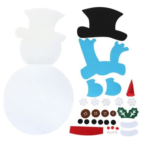 Muñeco de nieve de fieltro para niños, regalos infantiles, manualidades, adorno navideño desmontable, juegos para colgar en la pared para decoraciones navideñas, bufanda azul (1/4)