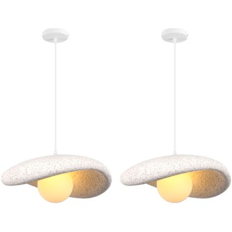 royaluxe- 2PCS 30CM Suspension Lustre Moderne Lustre Personnalisé Créatif D'Intérieur Plafonnier Rétro E27 Blanc Pour Chambre Cuisine