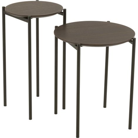 Table gigogne ronde bois marron foncé style moderne élégant - Marron foncé bois naturel (1/5)