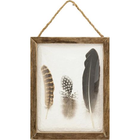 Déco Murale Bombée Plumes "Jonas" 34cm Marron (1/3)