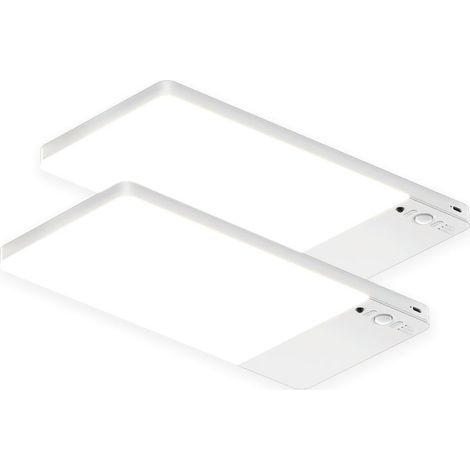 Lot de 2 plafonniers rechargeables avec détecteur de mouvement - Lampe d'armoire LED de 12 000 mAh - Lampe de douche pour salle de bain, cave, garage, télécommande (1/5)
