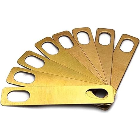 Lot de 8 cales de cou de guitare 4 x 0,2 mm, 2 x 0,5 mm et 2 x 1 mm d'épaisseur pour réparation de cou vissé pour guitare et basse, or (1/5)