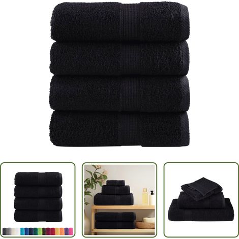 vidaXL Badetuch -  Premium-Gästetücher SOLUND 4 Stk. Schwarz 30x50 cm 600 g/m² (1/5)