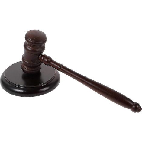 Marteau de juge en bois avec socle - tribunal et école (1/2)