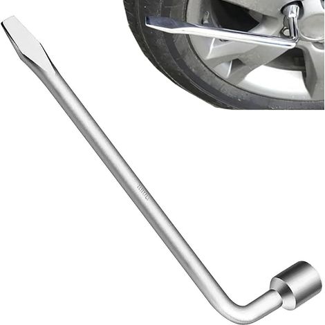 Chiave per ruota di scorta a L, chiave per la rimozione di ruote in acciaio con testa piatta, chiave per ruota multifunzionale che fa risparmiare sforzo, utensile a bussola per riparazione auto (17 mm