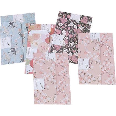 45 pièces/5 ensembles de papier à lettres, enveloppes, papier à notes et papier à lettres A5 à motifs floraux (style aléatoire)-21X14.3CM