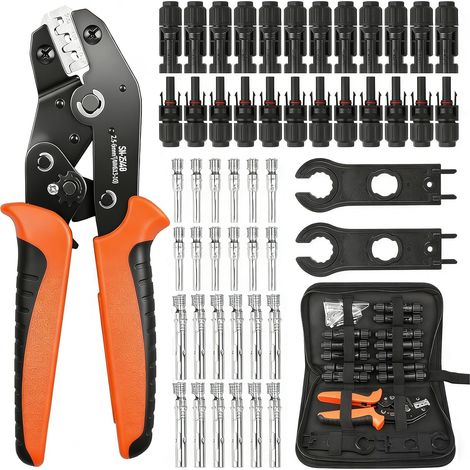 Pince À Sertir Doutils Sertissage Solaire Pour 2,5/4/6 Mm² Solaire Cable Avec 12 Paires Connecteur Solaire,2 Pièces De Clé Pour Câble Pv De Panneau Solaire (1/5)