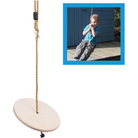 Large Wooden Disc Swing with Round Seat and Adjustable Rope for Children (1/4)