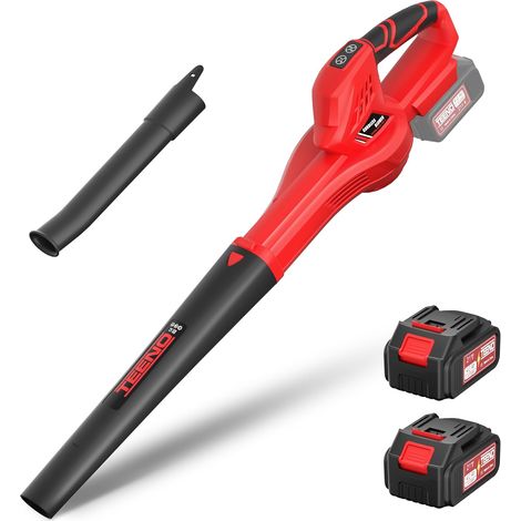 Teeno – Souffleur thermique sans fil 21V – 6 vitesses réglables jusqu'à 210 km/h – 2 batteries 4Ah – Tube et bec réglables – Pour nettoyage humide et sec