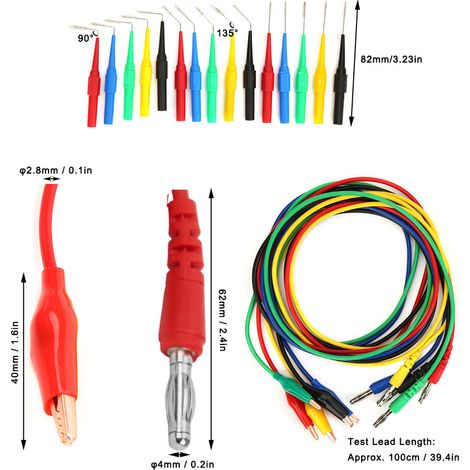 La sonde de test P1920 avec pince crocodile et fiche banane se connecte à une fiche banane de 4 mm pour une utilisation dans les kits de sondes arrière électriques. (1/5)