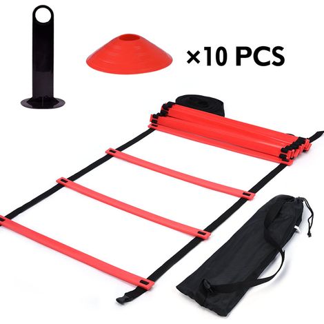 Kit d'entraînement vitesse et agilité, échelle plate 19Ft + 10 cônes disques pour entraînement sportif (1/5)