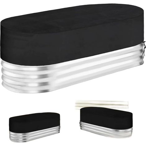 Housse de réservoir de ferme ovale imperméable, coupe-vent, anti-poussière et anti-UV en tissu Oxford pour réservoir d'eau et piscine d'extérieur, 5,1 x 1,8 x 0,6 m, noir avec cordon (1/5)