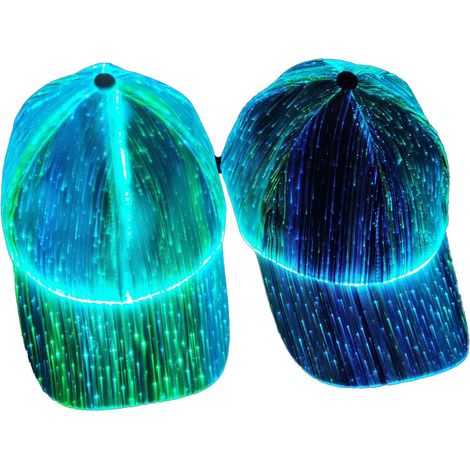 Casquette lumineuse LED à fibre optique pour couples hip-hop - Noire (1/5)
