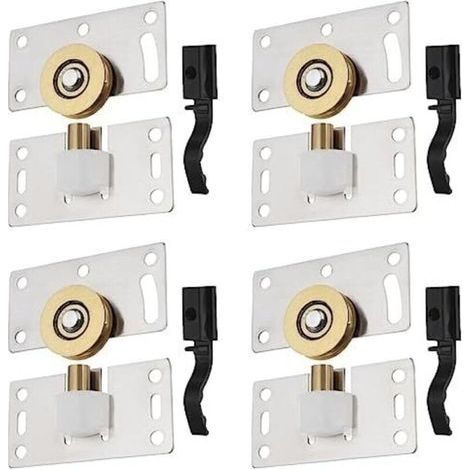 4 ensembles Roulettes de Porte Coulissante en Acier Inoxydable Garnitures de Porte Coulissante de Roue de Piste Coulissante pour Matériel de Meubles Windows d'armoires de Garde-robes (1/5)