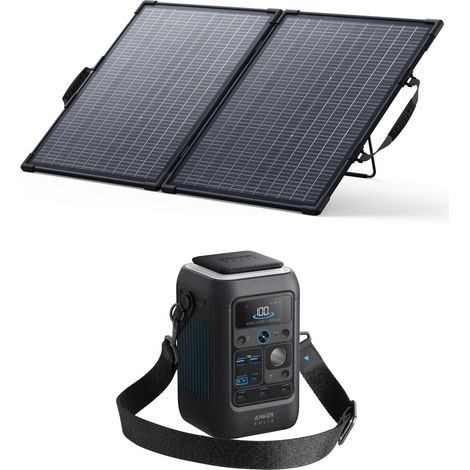 Kit Batterie Anker SOLIX C300X DC mit Bifaziales Solarpanel 100 W (0% MwSt)