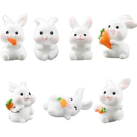 7 Pièces Miniature Lapin Ornement, Figurines de Lapin de Pâques, pour La Décoration De Gâteaux, Décorations De Pâques, Jardin De (1/4)