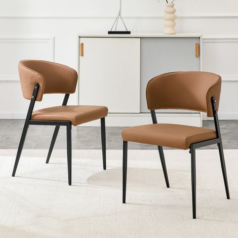 Chaises modernes – Lot 2 – Rembourrées – Métal – Dossier ergo – Similicuir – Salle à manger/Salon/Cuisine – Modèle 5 (1/5)