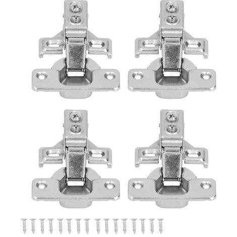 Ensemble de 4 charnières de porte avec vis, charnière hydraulique américaine à amortissement 105 degrés pour armoire, placard et penderie (1/5)