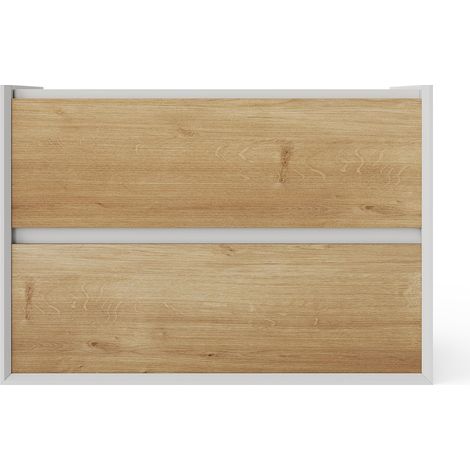 Meuble sous vasque suspendu coloris naturel et blanc - 80 cm - LANNICK (1/3)