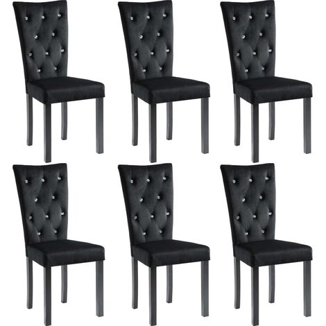 Chaises à manger  Chaise de cuisine lot de 6 noir velours (1/5)