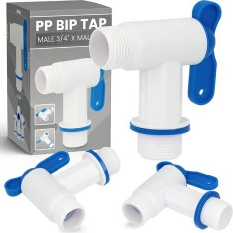 Robinet de vidange en plastique pour citerne d'eau de pluie - Baril d'eau de pluie - Connecteur IBC - Robinet de rechange (3/4" AG x 3/4" AG) (1/5)
