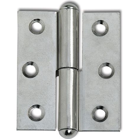 Möbelband gerade - Halbrundkopf links, 50x40 mm, Stahl vernickelt