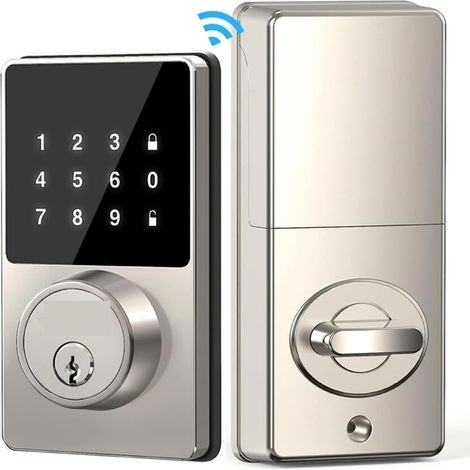 Serrure de Porte d'entrée sans clé WiFi for Maison Intelligente, avec Clavier à écran Tactile, contrôle par Application, étanche IP54, Alerte de Batterie Faible (1/5)
