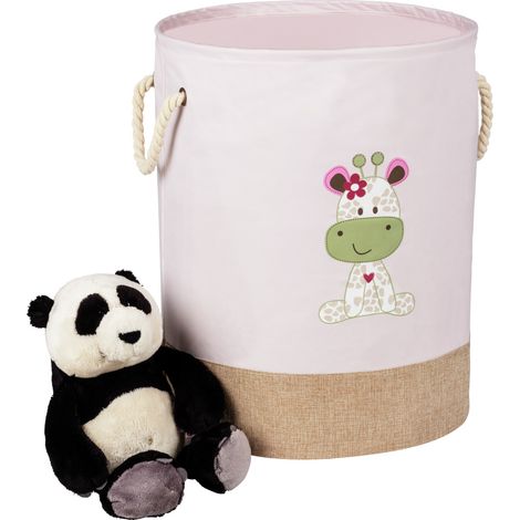WENKO Raccolta biancheria Kids Greta rotonda, cesto per la biancheria, 63 l, rosa, Rosa, poliestere rosa, poliestere marrone, poliestere rosa (1/5)
