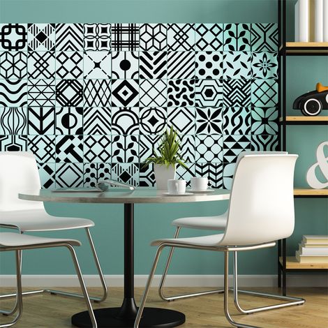 Sticker Mural Carrelage adhésif Cuisine Salle de Bain - 60 STICKERS CARRELAGES SCANDINAVE DANEMARK - 60stickers10x10cm (1/5)