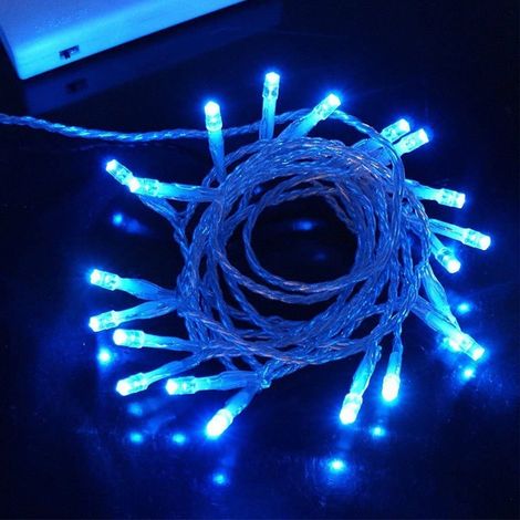 Luci di natale catena a batteria da 20 led 5 mm luce e cavo Blu (1/2)