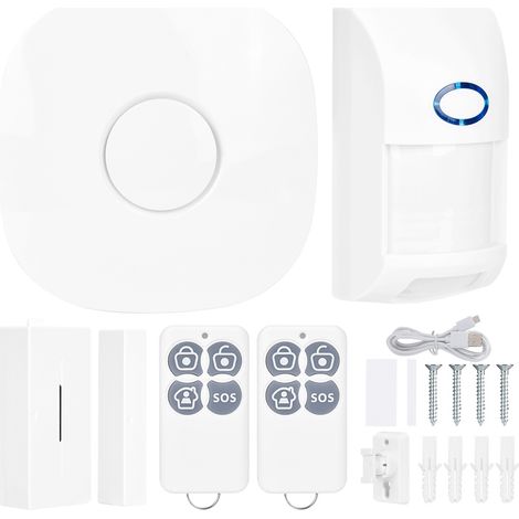 Centrale d'alarme GSM domestique, système d'alarme anti-intrusion sans fil avec capteurs, télécommande et contrôle via APP (1/5)