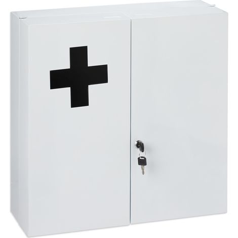 Armoire à pharmacie murale fonctionnelle 11 compartiments 99 x 30 x 20 cm en acier blanc (1/5)