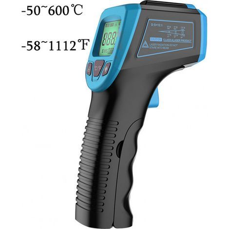 Non-contact infrared thermometer - Measuring range: 50°C to 600°C - Blue-black (battery not included) (1/5)