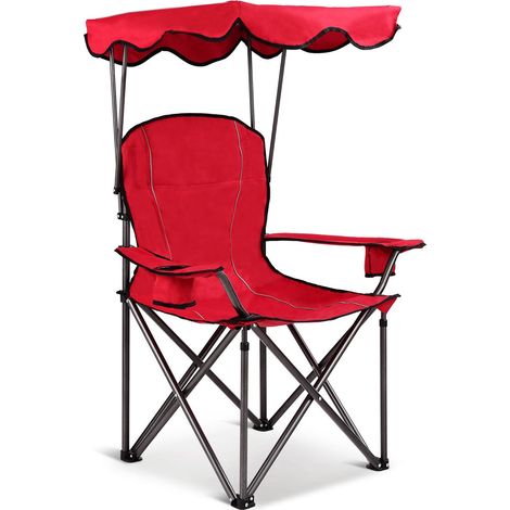 Sedia da campeggio pieghevole con tettuccio 96,5 x 67,5 x 130 cm design leggero e confortevole PVC rosso 200020511