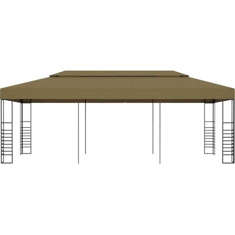 Tonnelle Barnum de Jardin, Pavillon, Pergola, Tente de jardin, 6x3x2,7 m Taupe 180 g/m² OIB4942E (1/5)