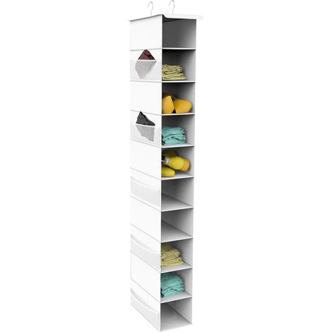 Organisateur De Chaussures Suspendu - 10 Étages Avec 6 Poches En Maille Latérales - Pour Porte Ou Tringle De Placard - 1 Pièce (1/5)