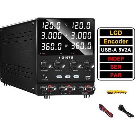 Fuente de alimentación, voltaje ajustable, modos de salida duales, SPS1203-2KD (1/2)