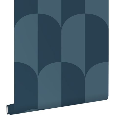papier peint art déco blue foncé grisé  - ESTAhome (1/5)