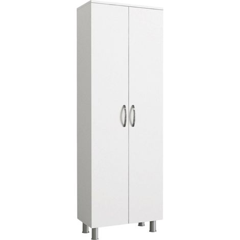 Armadio Multiuso 2 Ante Vincent, 5 Ripiani, Apertura Battente, 2 Ante, 59x162h cm Bianco