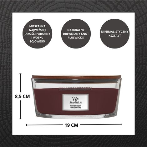 Woodwick Core Hearthwick Ellipse Duftkerze im Glas, Duftrichtung Phantom Cherry, 453 g (1/4)