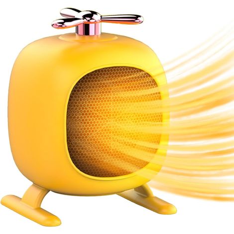 (Jaune) Mini chauffage vertical d'appoint pour l'hiver, idéal pour les petits espaces, chauffage d'appoint portable pour la maison, le bureau et la chambre. (1/5)
